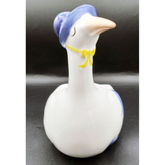 FTDA Ceramic Goose Planter Blue Hat & Yellow Bow Vintage 1986 ROC 7.25 Inches - Picture 5 of 16